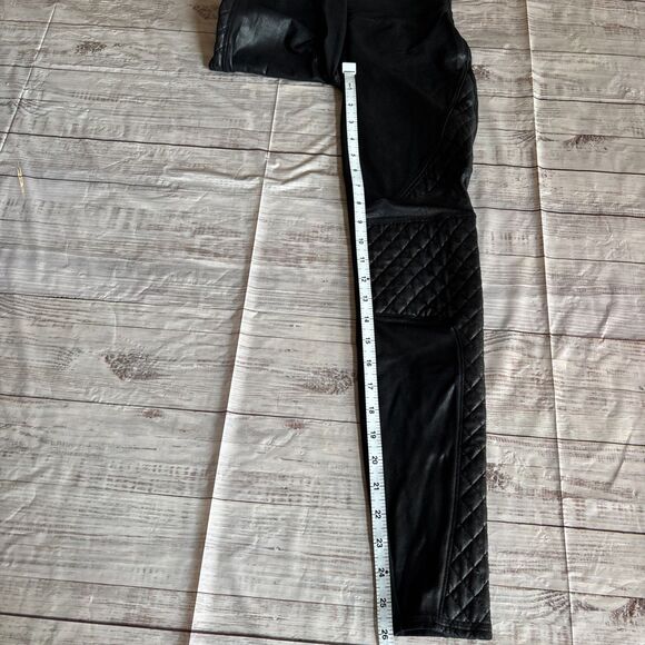 Spanx Black Vegan Faux Leather Moto Biker  Leggings Quilted Panels Small ($110) - Picture 10 of 10